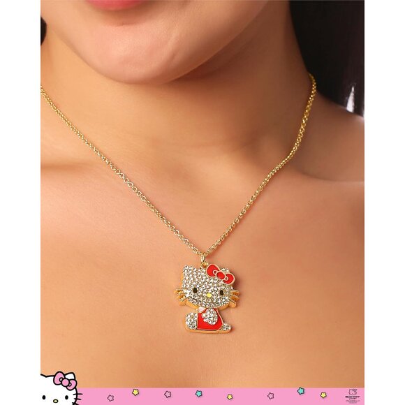 Officially Licensed Hello Kitty Jewelry - Gold Tone Enamel Pendant Necklace 16" - Picture 2 of 6